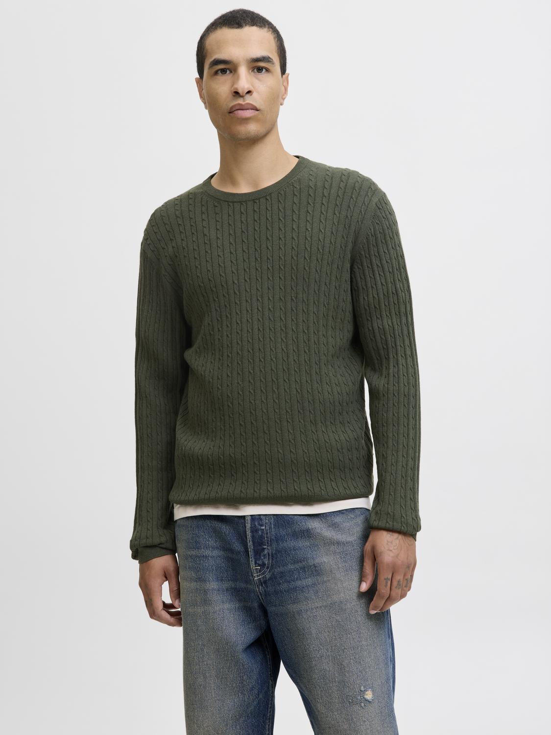 JJEEMIL CABLE KNIT CREW NECK
