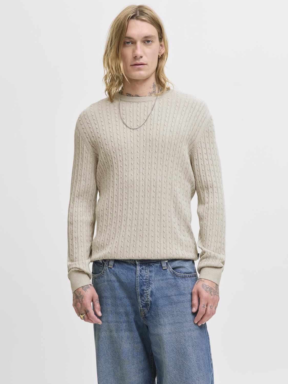 JJEEMIL CABLE KNIT CREW NECK